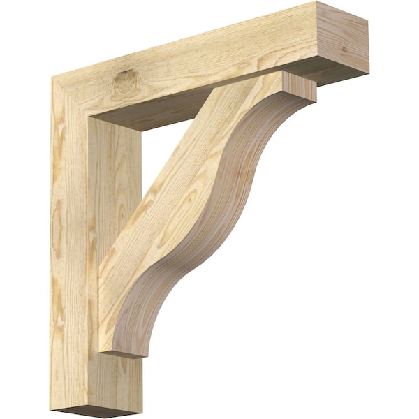 Ekena Millwork Funston Block Rough Sawn Bracket w/ Offset Brace, Douglas Fir, 6"W x 26"D x 26"H BKT0604X26X26FST05RDF - main